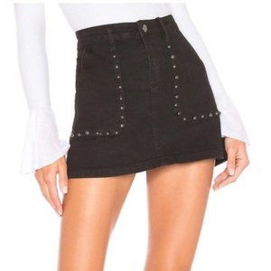 Superdown‎ Mini Skirt Size Small Black "Mona" Studded Denim Hi-Rise Revolve